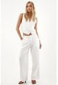Tennis Pantalón Recto Con Prenses En Frente Crudo Para Mujer de Tennis