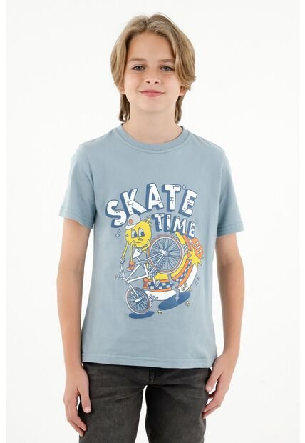 Camiseta Gris Con Manga Corta Para Niño