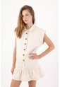 Tennis Vestido Corto Fit Relajado Con Volante En El Bajo En Algodón Crudo Para Mujer de Tennis