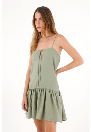 Tennis Vestido Corto De Tela Con Textura Verde Para Mujer