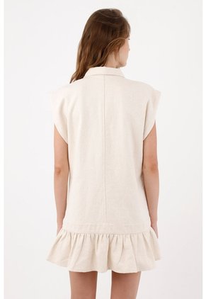 Tennis Vestido Corto Fit Relajado Con Volante En El Bajo En Algodón Crudo Para Mujer