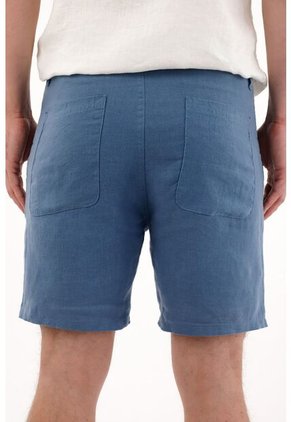 Tennis Bermuda En 100% Lino Azul Para Hombre