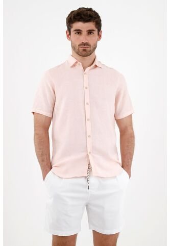 Camisa En Lino Rosada Para Hombre Tennis