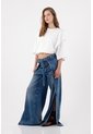 Tennis Jeans Wide Leg Con Aberturas Laterales En Denim Para Mujer de Tennis