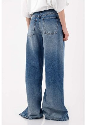 Tennis Jeans Wide Leg Con Aberturas Laterales En Denim Para Mujer