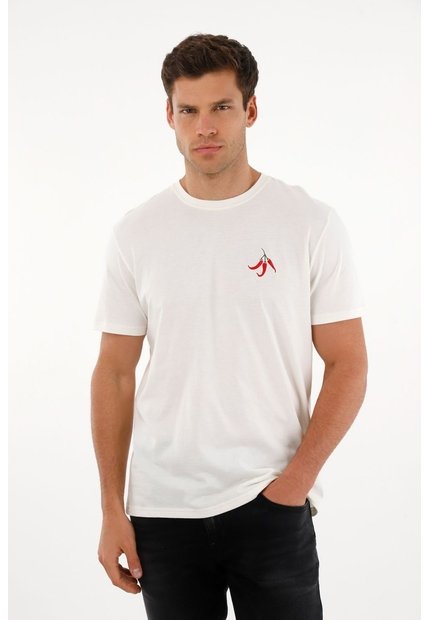 Tennis Camiseta Con Estampado En Espalda Crudo Para Hombre