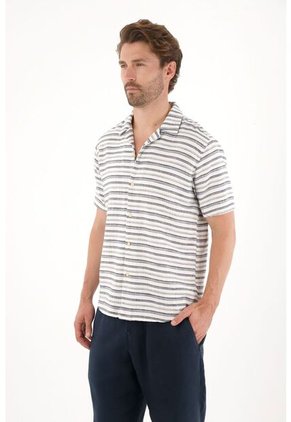 Tennis Camisa Tipo Bowling Preteñida A Rayas Para Hombre
