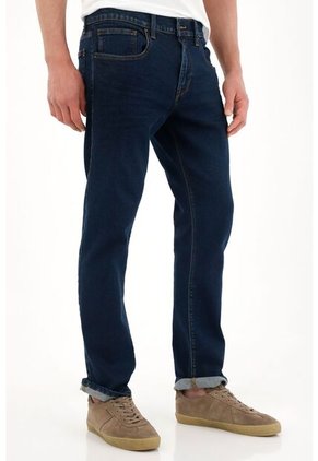 Tennis Jean Recto De Tiro Medio Azul Oscuro Para Hombre