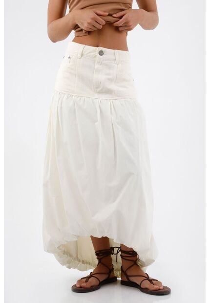 Tennis Falda Larga Para Mujer De Algodón Blanca Globo Con Frunce
