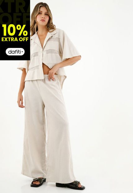 Pantalón Crudo Tipo Lino Para Mujer