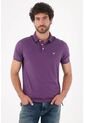 Tennis Polo Para Hombre De Algodón Morado Fit Regular Con Mini Logo Bordado de Tennis