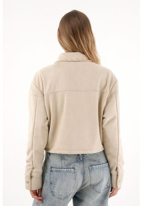 Tennis Abrigo En Tela Gamuza Con Flecos Crudo Para Mujer