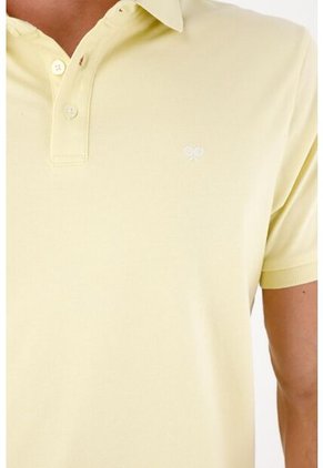 Tennis Polo Para Hombre En Algodón Amarillo Pastel Fit Clásico Con Logo Minimal