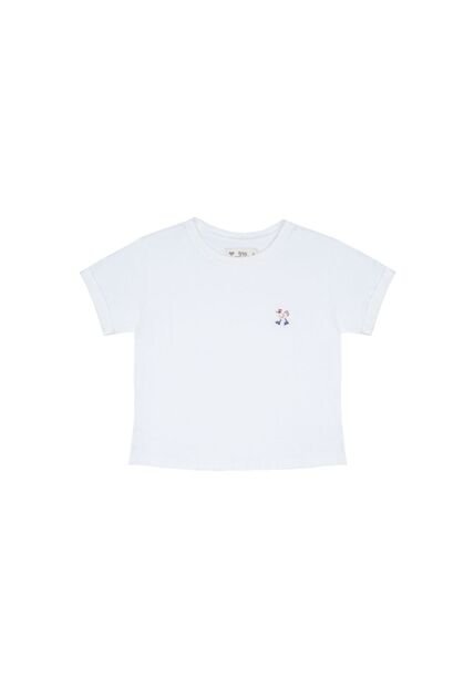 Camiseta Blanca Con Bordado Decorativo Para Niña