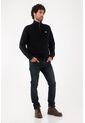 Tennis Buzo Para Hombre De Algodón Negro Regular Fit Con Cuello Alto Y Media Cremallera de Tennis