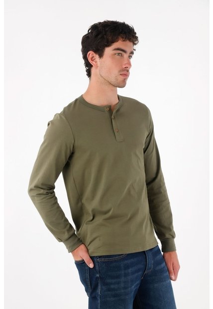 Tennis Camiseta De Manga Larga Verde Para Hombre