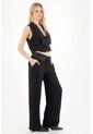 Tennis Pantalón Wide Leg Con Doblez En Pretina Negro Para Mujer de Tennis
