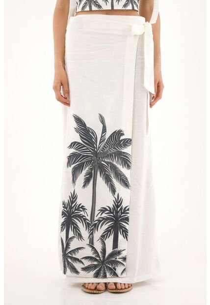 Tennis Falda Larga Tipo Pareo Con Estampado De Palmeras Para Mujer