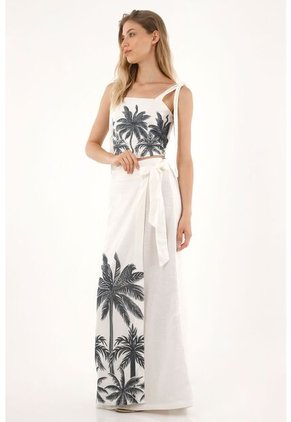 Tennis Falda Larga Tipo Pareo Con Estampado De Palmeras Para Mujer