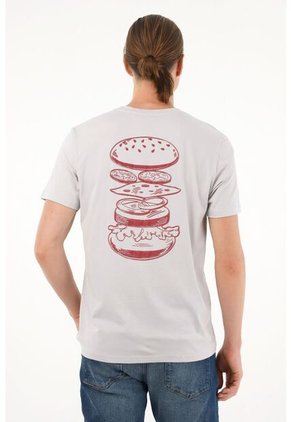 Tennis Camiseta Gris Estampada Para Hombre