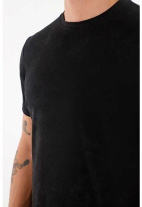 Tennis Camiseta Básica De Tacto Suave Negra Para Hombre