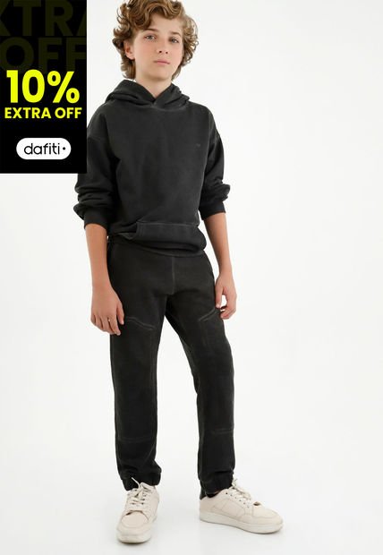 Buzo Tipo Hoodie Negro Para Niño