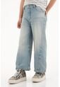 Jean Wide Leg Tono Claro Con Cortes En Costados Para Niña de Tennis