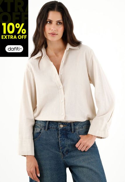 Camisa Crudo Manga Larga Para Mujer