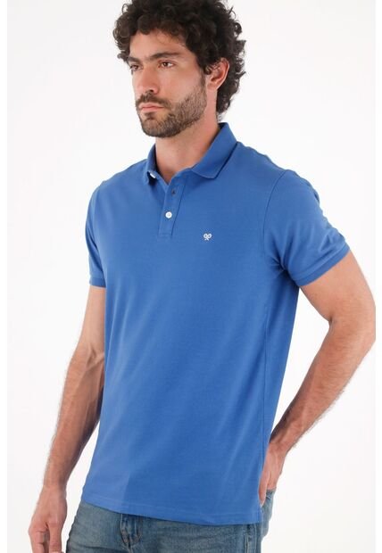 Tennis Polo Para Hombre De Algodón Azul Royal Fit Clásico Con Mini Bordado