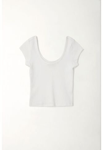 Tennis Camiseta En Rib Ajustada Blanca Para Mujer Tennis