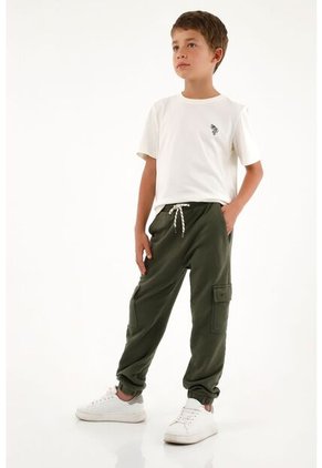 Camiseta Básica Crudo Con Estampado De Tigre Para Niño