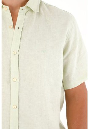 Tennis Camisa En 100% Lino Verde Para Hombre