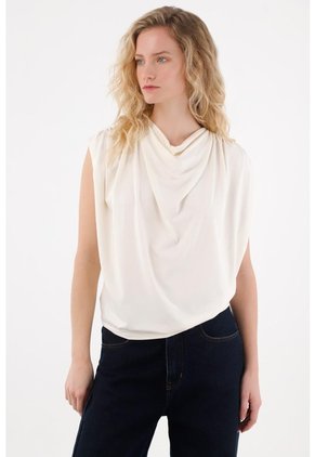 Tennis Camiseta Con Drappeado Crudo Para Mujer