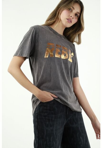 Camiseta Con Estampado Gris Para Mujer