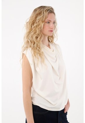 Tennis Camiseta Con Drappeado Crudo Para Mujer