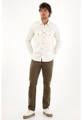 Tennis Camisa En Dril Con Bolsillos Crudo Para Hombre