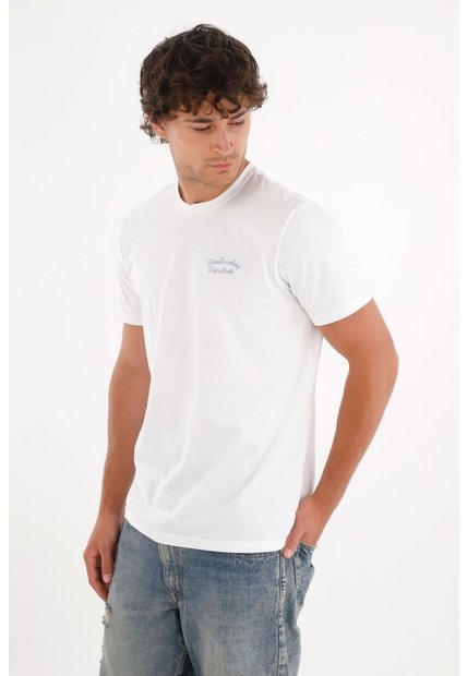Tennis Camiseta Con Estampado Frontal Y En Espalda Blanca Para Hombre