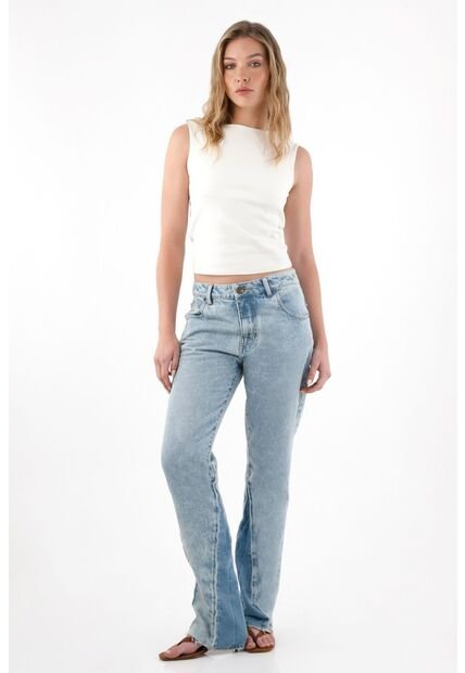 Tennis Jean Recto Tiro Medio Azul Para Mujer