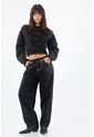 Tennis Jean Para Mujer En Algodón Negro Relajado Horseshoe de Tennis