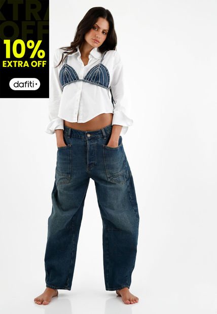 Camisa Tipo Top Azul Para Mujer