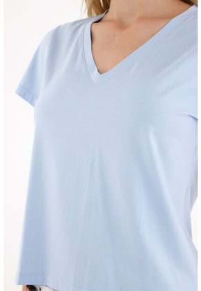 Tennis Camiseta Básica Cuello En V Azul Para Mujer