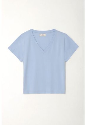 Tennis Camiseta Básica Cuello En V Azul Para Mujer