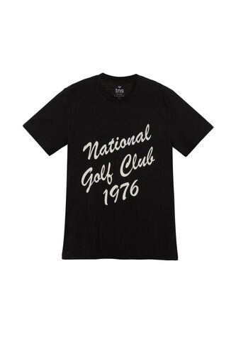 Tennis Camiseta Negra Estampada En Frente Para Hombre Tennis