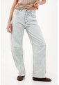 Tennis Jean Wide Leg Con Costuras Paneladas En Algodón Azul Claro Para Mujer de Tennis