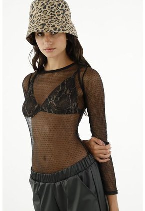 Camisa En Malla Negra Para Mujer