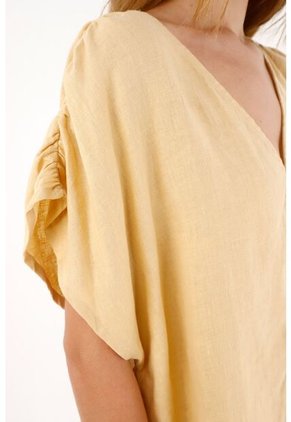 Tennis Camisa Con Escote En V Y Tiras En Espalda Amarilla Para Mujer