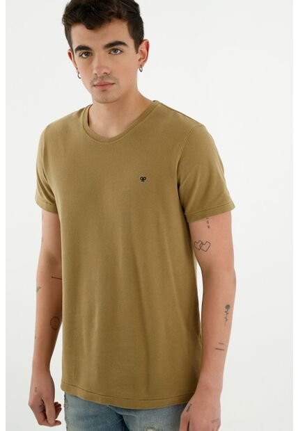 Camiseta Café Manga Corta Para Hombre