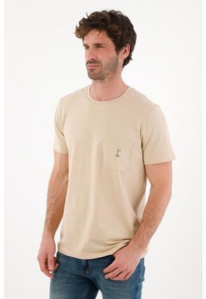 Tennis Camiseta Básica Con Bolsillo Y Estampado Café Para Hombre