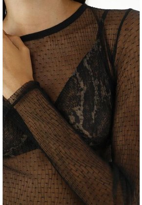 Camisa En Malla Negra Para Mujer