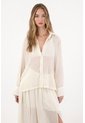 Tennis Camisa Manga Larga Con Transparencia Crudo Para Mujer de Tennis